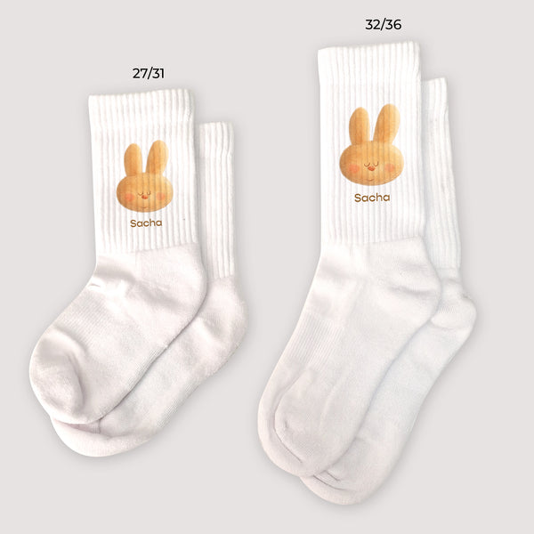 Chaussettes enfant Naissance Blanches Doudou lapin rêveur photo
