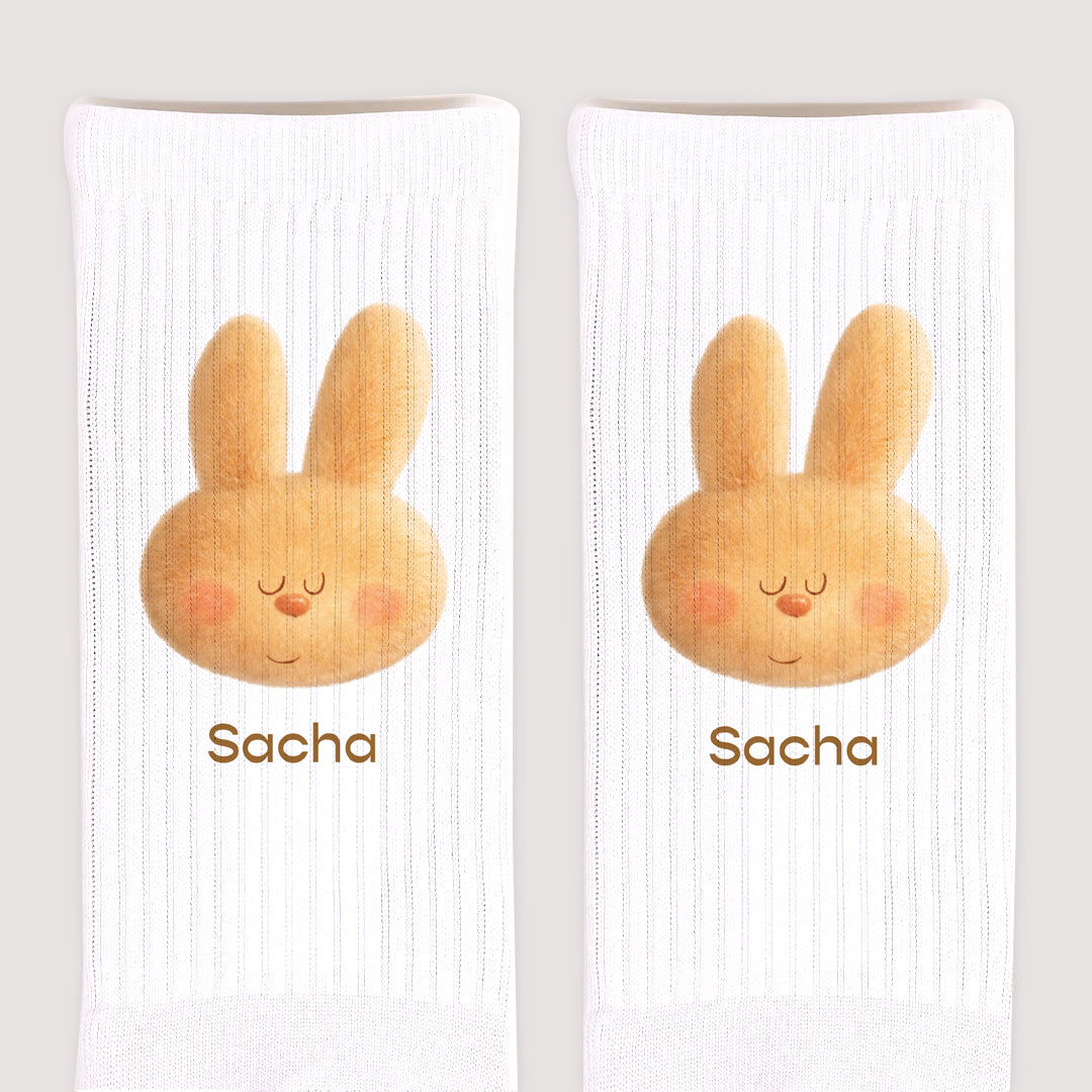 Chaussettes enfant Naissance Blanches Doudou lapin rêveur photo N° 3