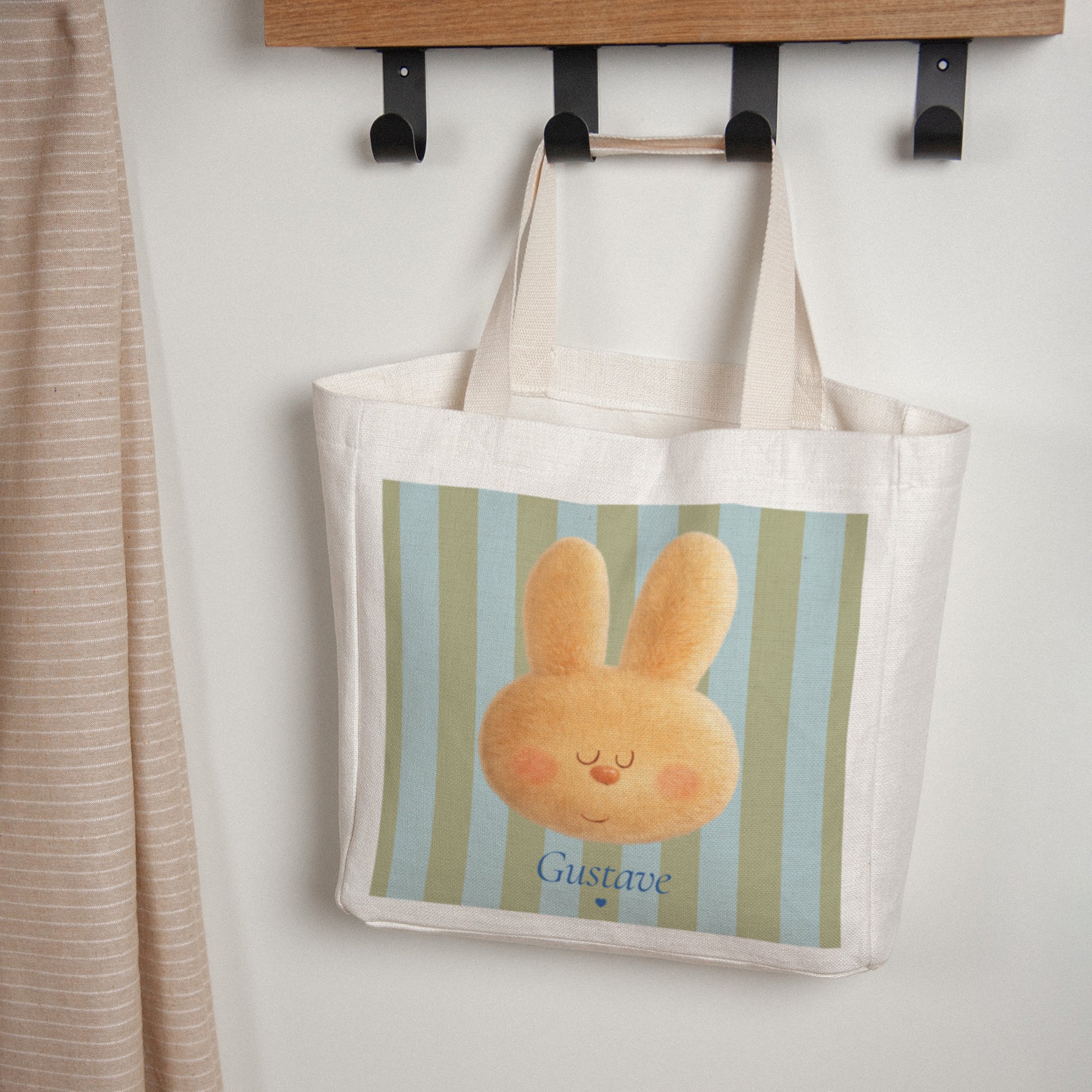 Tote bag Naissance Anse en toile Doudou lapin rêveur photo N° 1