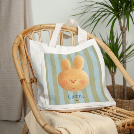 Tote bag Naissance Anse en toile Doudou lapin rêveur