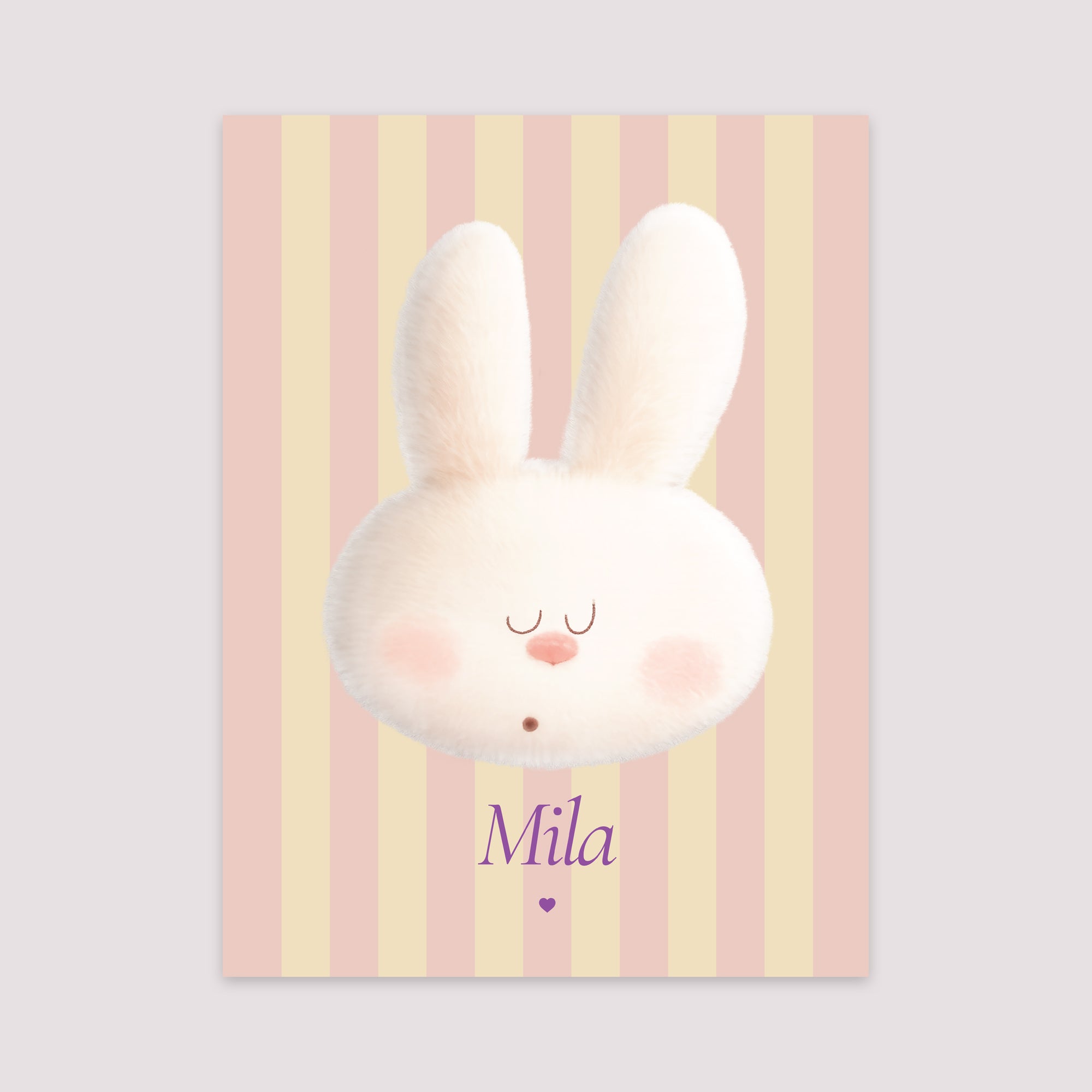 Affiche Naissance Portrait 30 x 40 cm Doudou lapin rayures photo N° 2