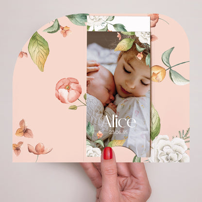 Faire-part Naissance Pochette, 2 cartes, étiquette ronde Rosée de Printemps photo N° 2