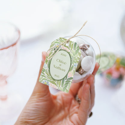 Boîte à dragées Mariage boule avec étiquette fanion Le Jardin des Promesses photo N° 3