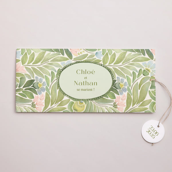 Faire-part Mariage Pochette 2 cartes, étiquette Le Jardin des Promesses photo