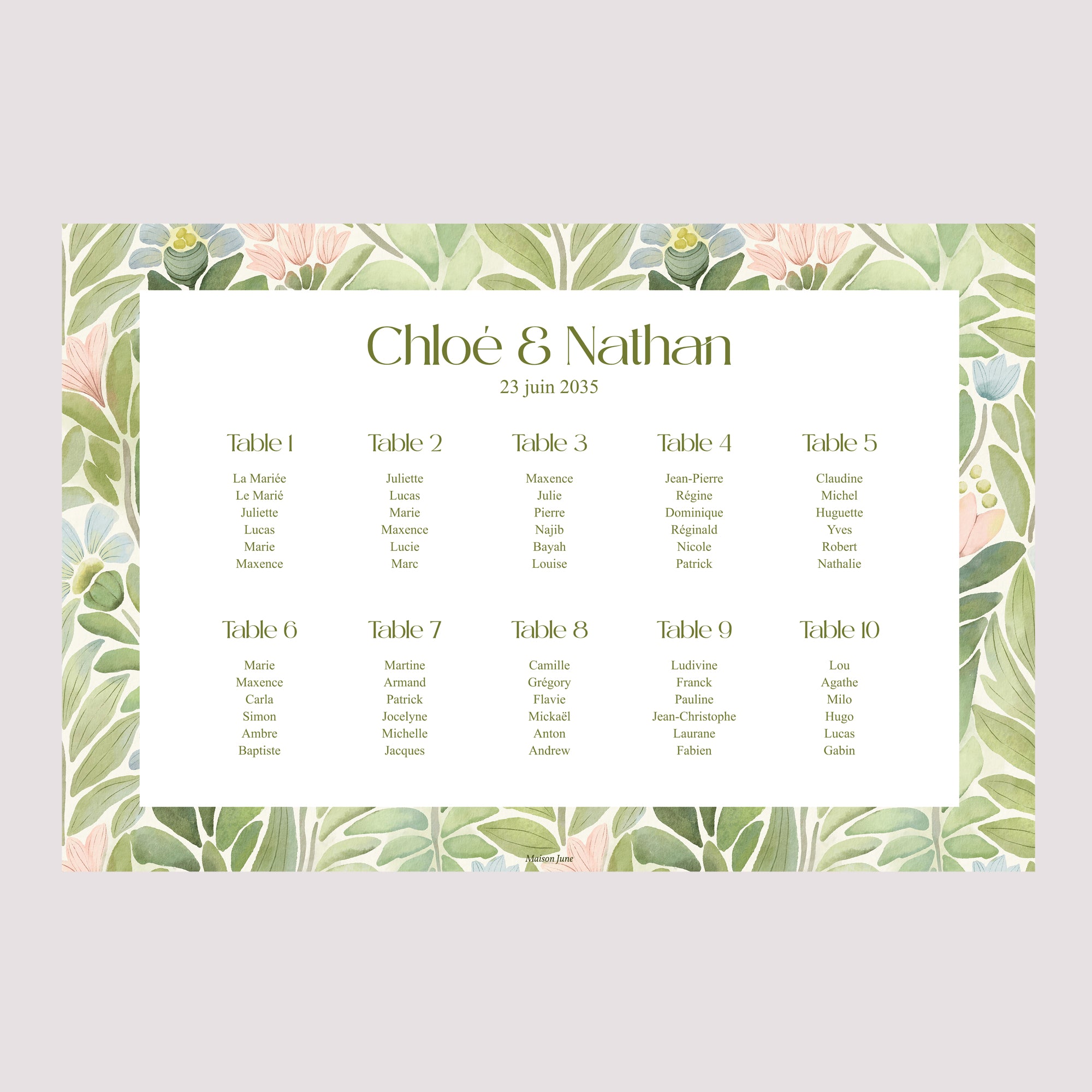 Plan de table Mariage Paysage 90 x 60 cm Le Jardin des Promesses photo N° 2