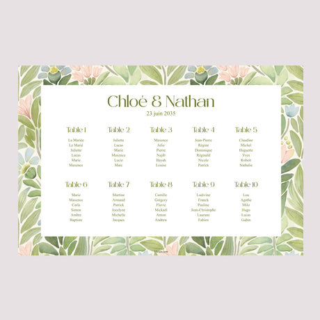 Plan de table Mariage Paysage 90 x 60 cm Le Jardin des Promesses