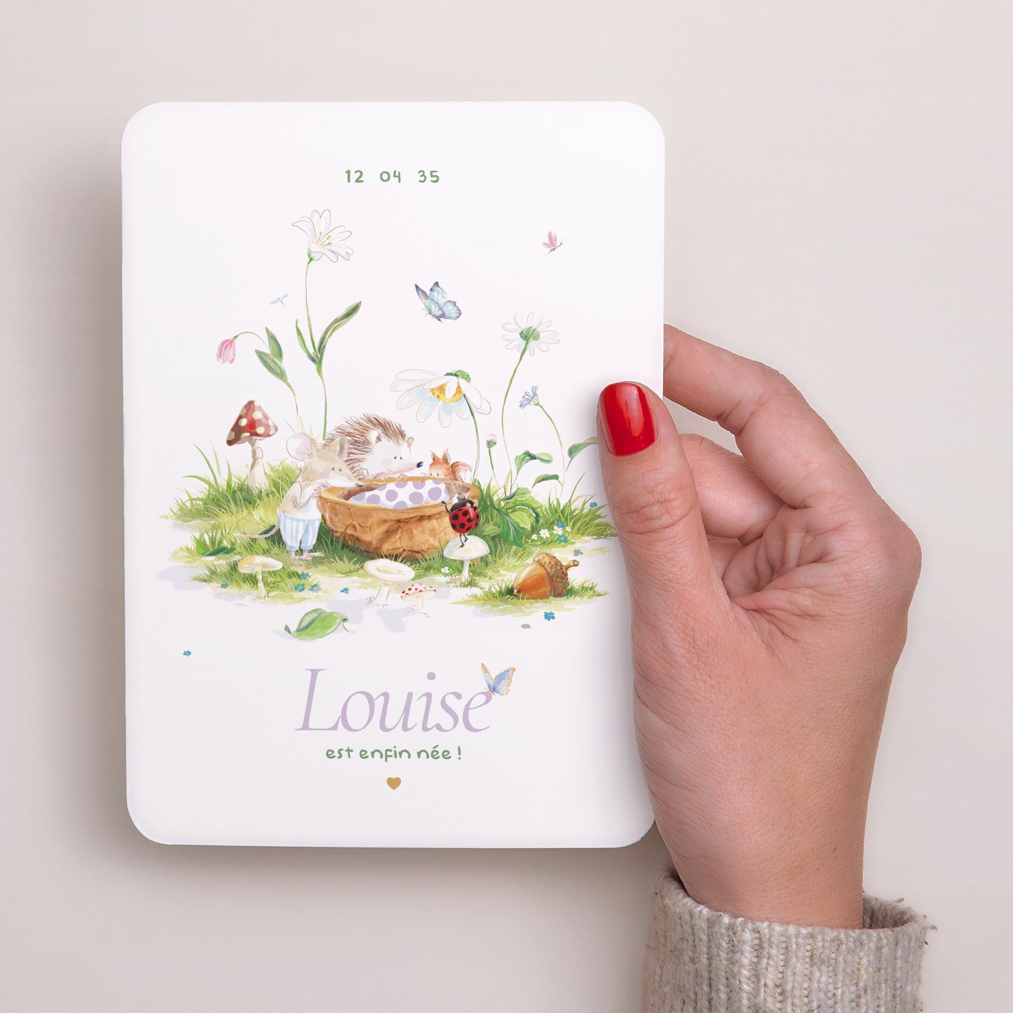 Faire-part Naissance Portrait, bords arrondis La merveille du sous-bois photo N° 2
