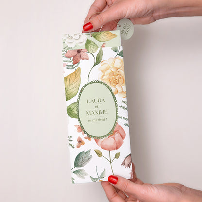 Faire-part Mariage Pochette portrait 2 cartes, étiquette Jardin d'amour photo N° 2