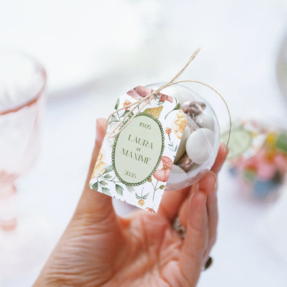 Boîte à dragées Mariage boule avec étiquette fanion Jardin d'amour photo N° 3