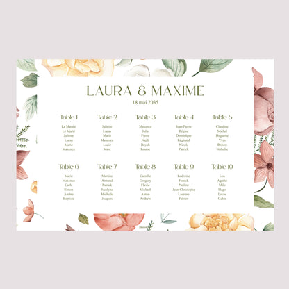 Plan de table Mariage Paysage 90 x 60 cm Jardin d'Amour photo N° 2