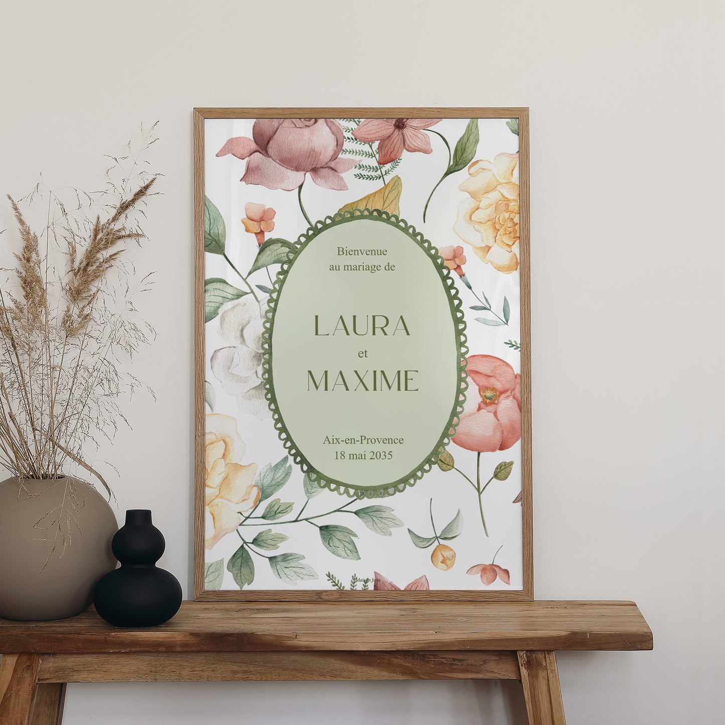 Panneau bienvenue Mariage Portrait 60 x 90 cm Jardin d'amour photo N° 2