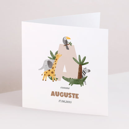 Faire-part Naissance Carré double volet La jungle s’éveille photo N° 1