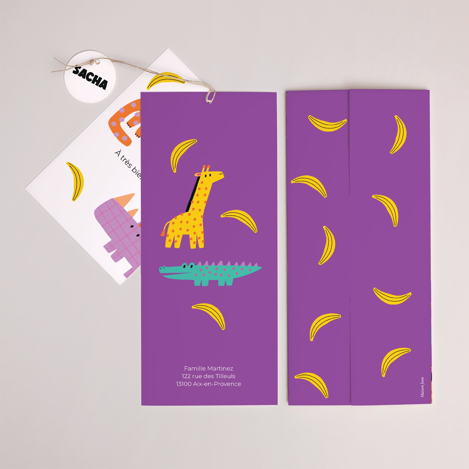 Faire-part Naissance Pochette portrait 2 cartes, étiquette Safari Pop photo N° 4