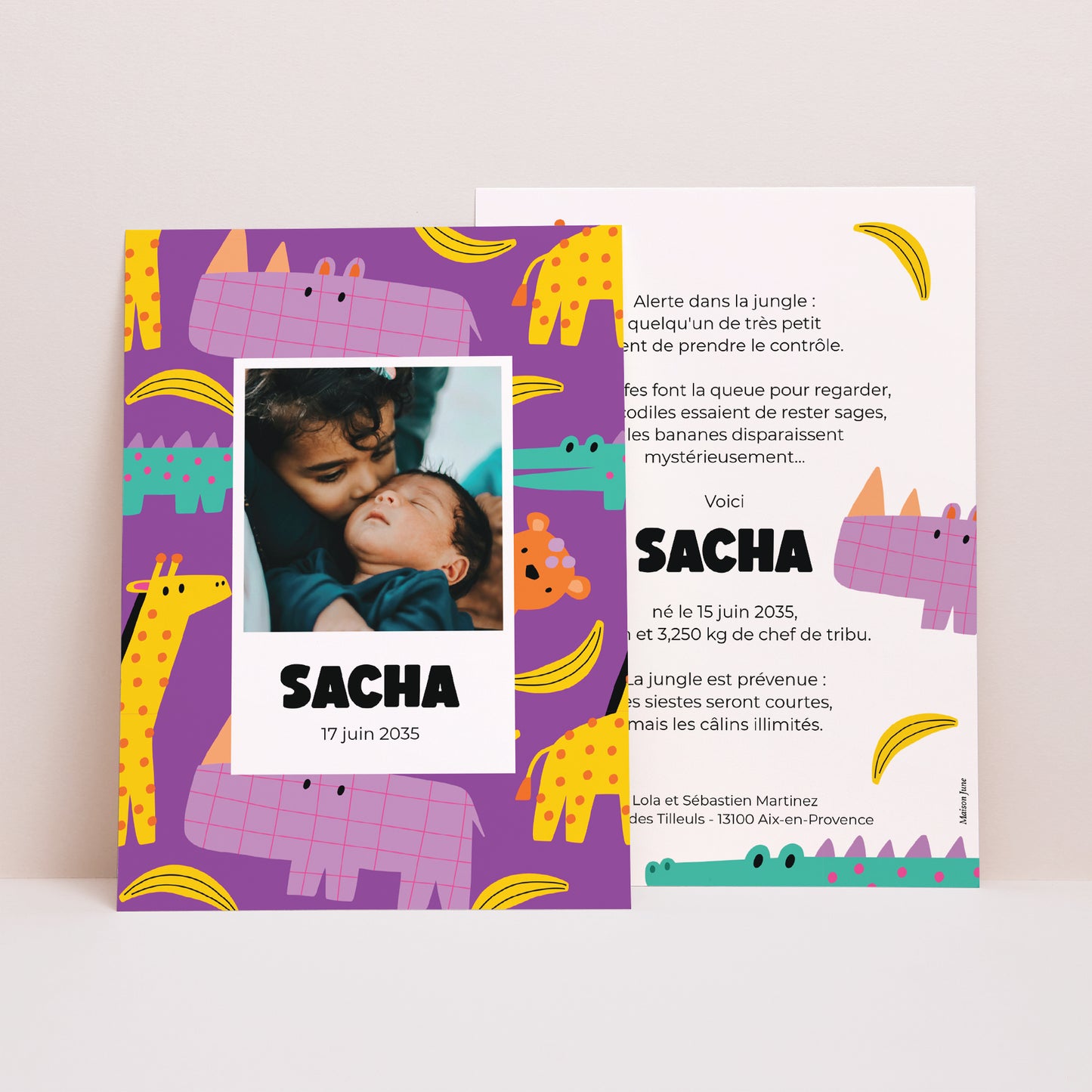 Faire-part Naissance Portrait Safari Pop photo N° 1