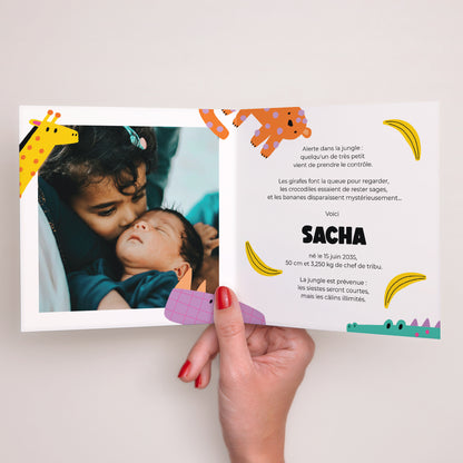 Faire-part Naissance Carré double volet Safari Pop photo N° 2