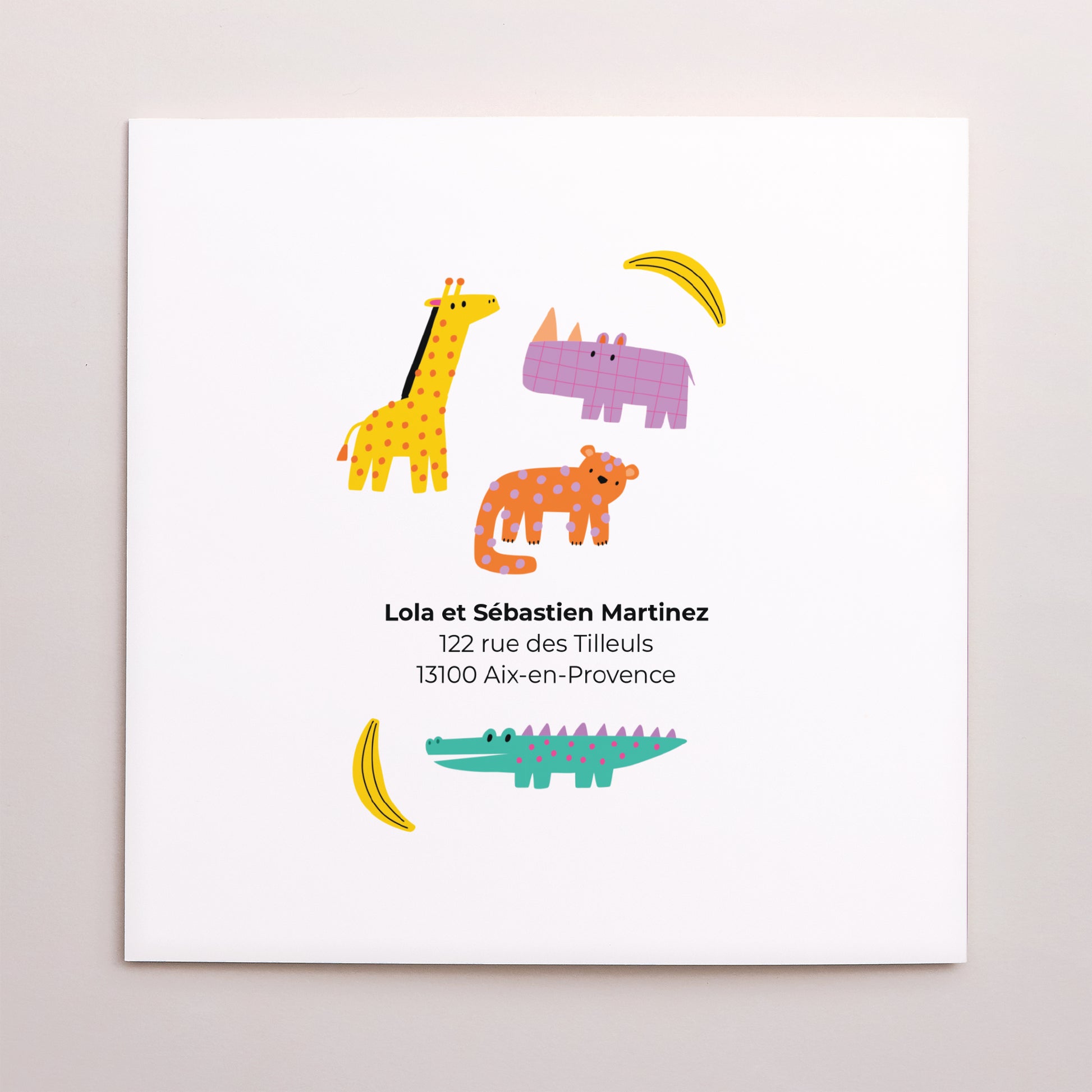 Faire-part Naissance Carré double volet Safari Pop photo N° 3