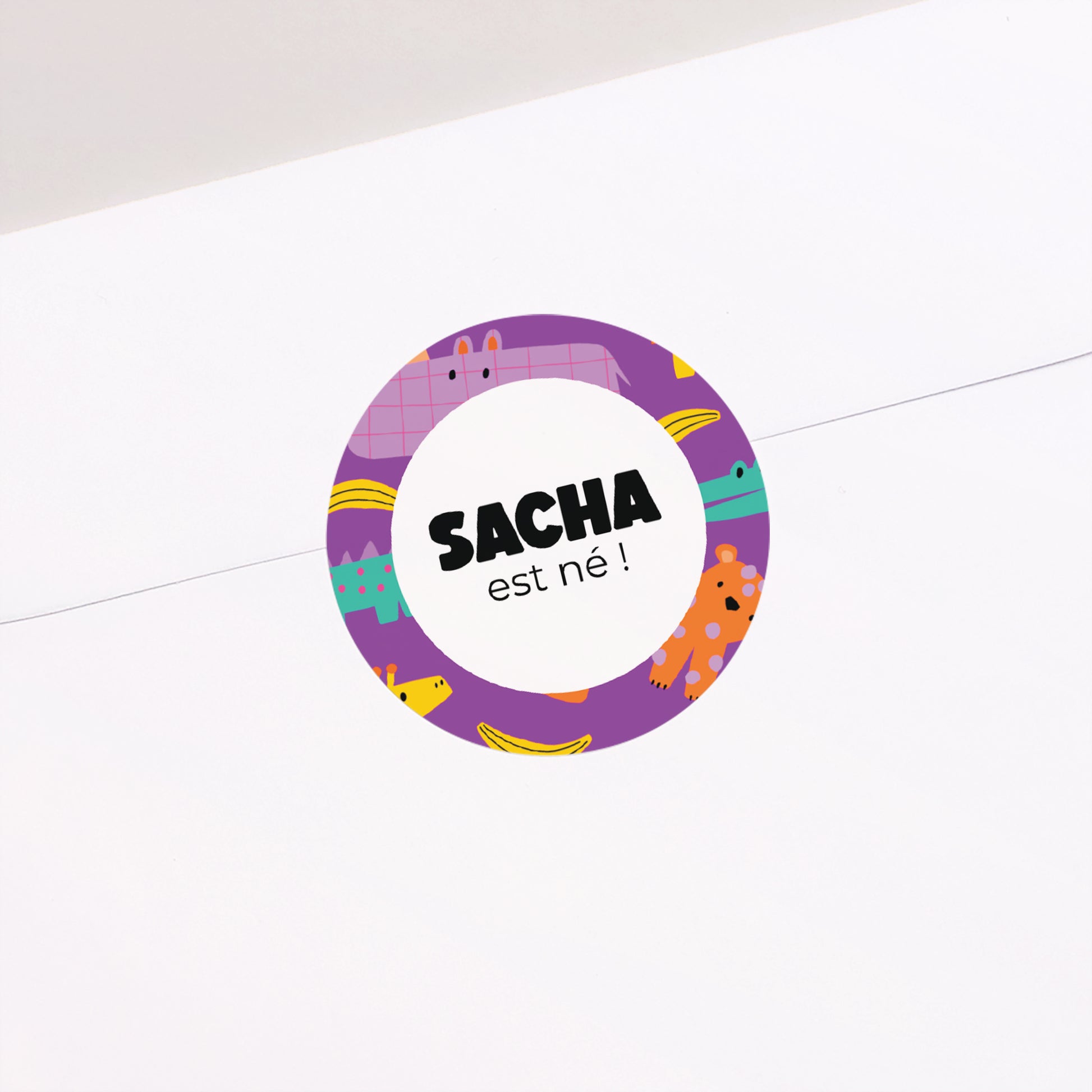 Sticker Naissance Rond Safari Pop photo N° 1