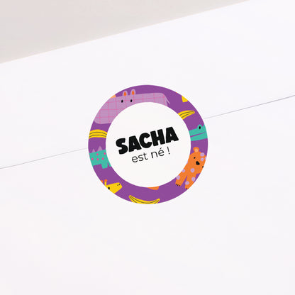 Sticker Naissance Rond Safari Pop photo N° 1