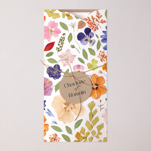 Faire-part Mariage Pochette, 2 cartes, étiquette ronde Herbier d’Amour photo