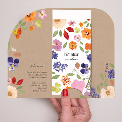 Faire-part Mariage Pochette, 2 cartes, étiquette ronde Herbier d’Amour photo N° 2