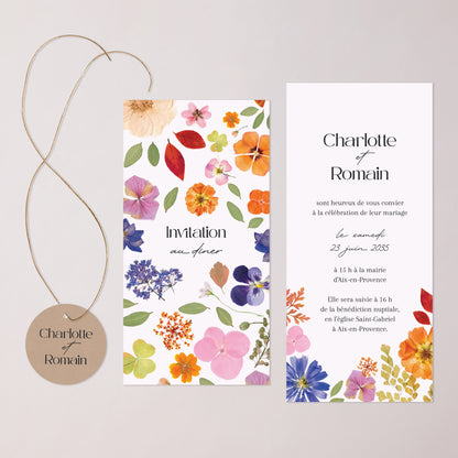 Faire-part Mariage Pochette, 2 cartes, étiquette ronde Herbier d’Amour photo N° 3