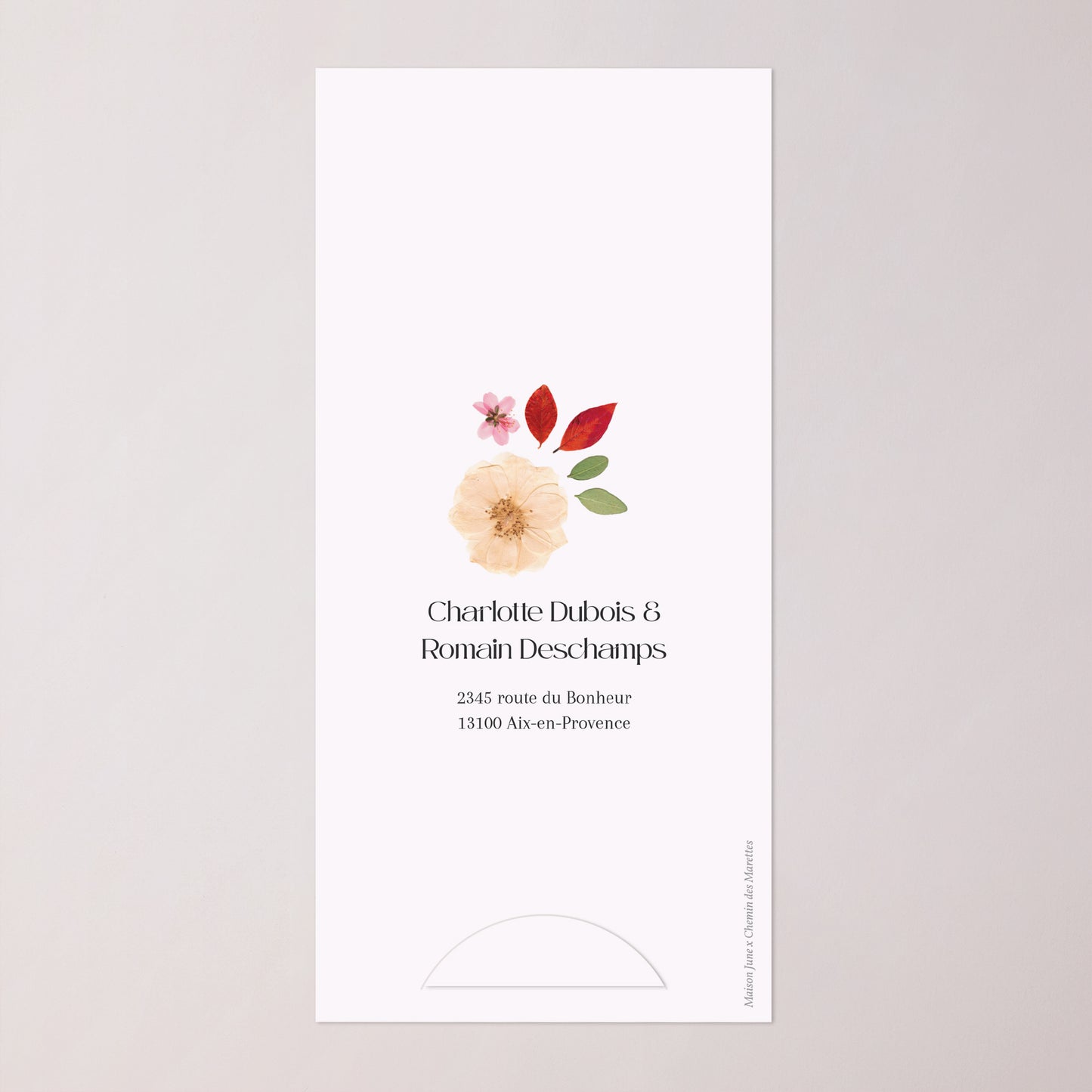 Faire-part Mariage Pochette, 2 cartes, étiquette ronde Herbier d’Amour photo N° 4