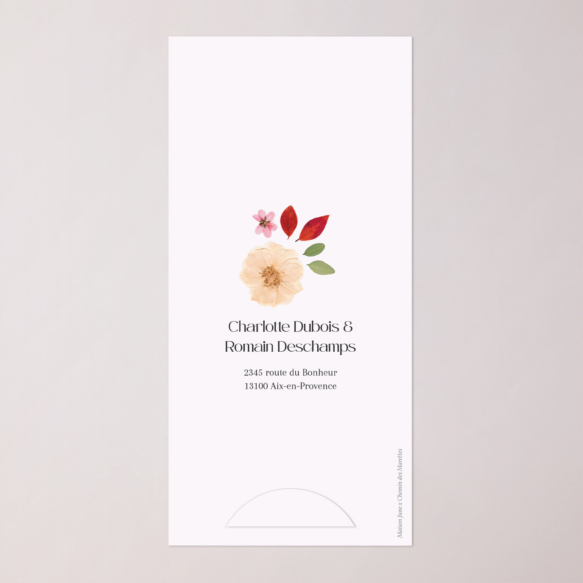 Faire-part Mariage Pochette, 2 cartes, étiquette ronde Herbier d’Amour photo N° 4