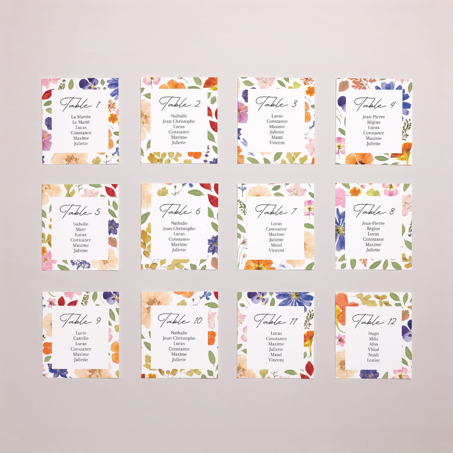 Plan de table Mariage Lot de 12 Herbier d’Amour photo N° 1
