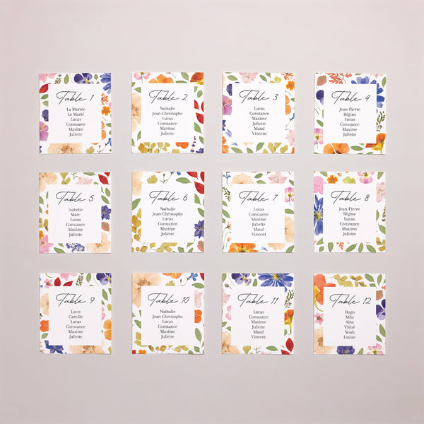 Plan de table Mariage Lot de 12 Herbier d’Amour photo