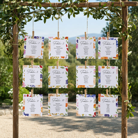 Plan de table Mariage Lot de 12 Herbier d’Amour