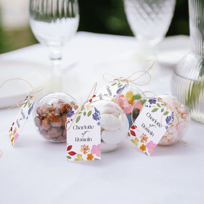 Boîte à dragées Mariage boule avec étiquette fanion Herbier d’Amour photo N° 2