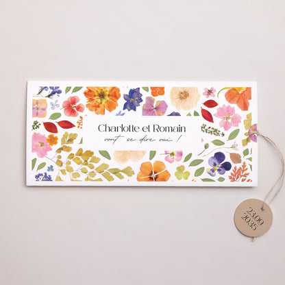 Faire-part Mariage Pochette 2 cartes, étiquette Herbier d’Amour photo N° 1