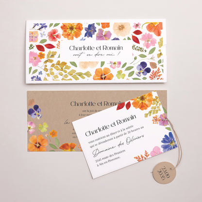 Faire-part Mariage Pochette 2 cartes, étiquette Herbier d’Amour photo N° 3