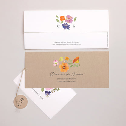 Faire-part Mariage Pochette 2 cartes, étiquette Herbier d’Amour photo N° 4