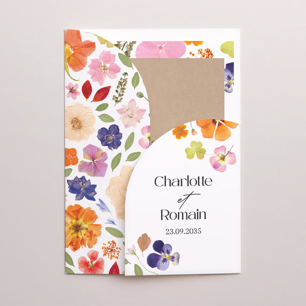 Faire-part Mariage Pochette 2 cartes Herbier d’Amour photo