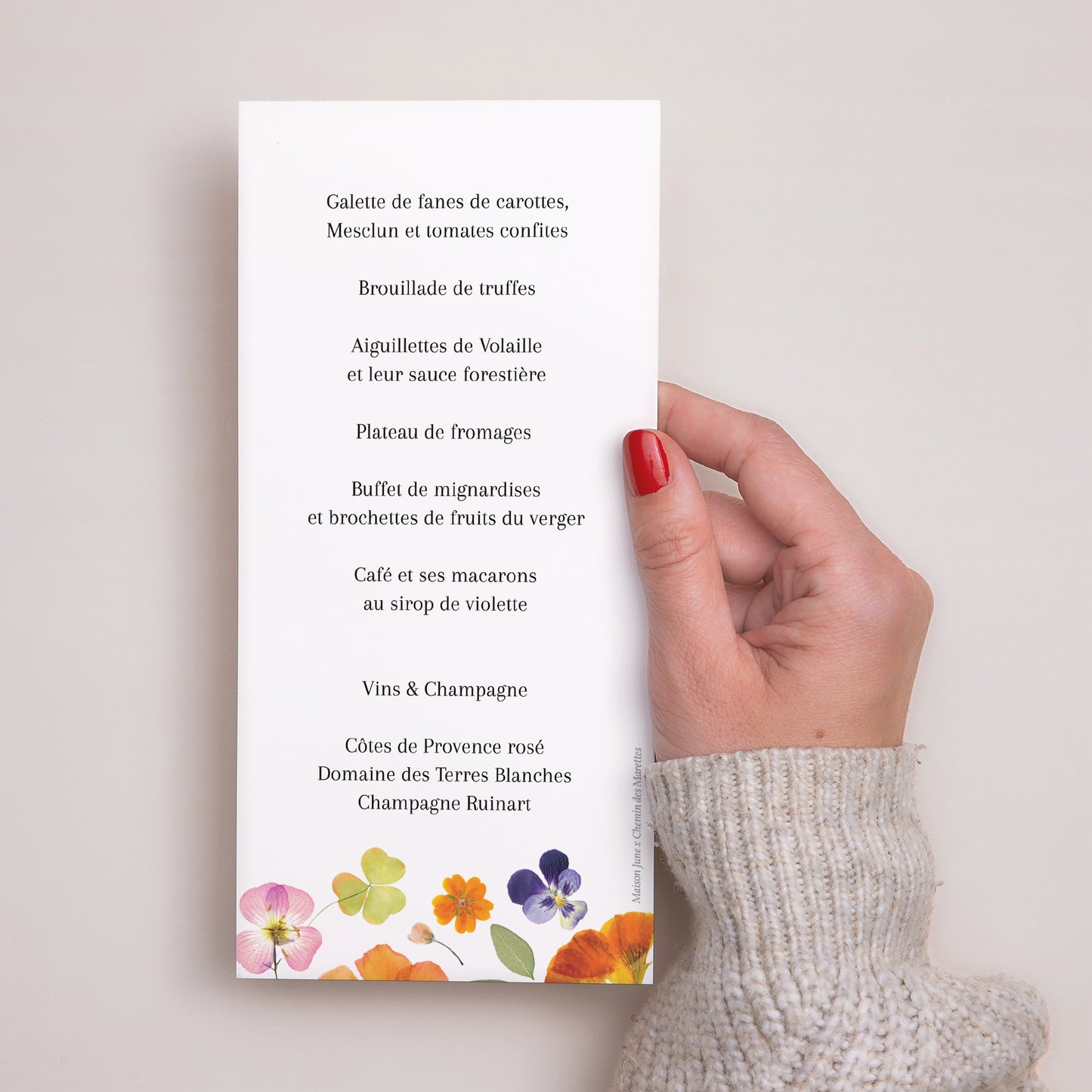 Menu Mariage Panoramique portrait Herbier d’Amour photo N° 3