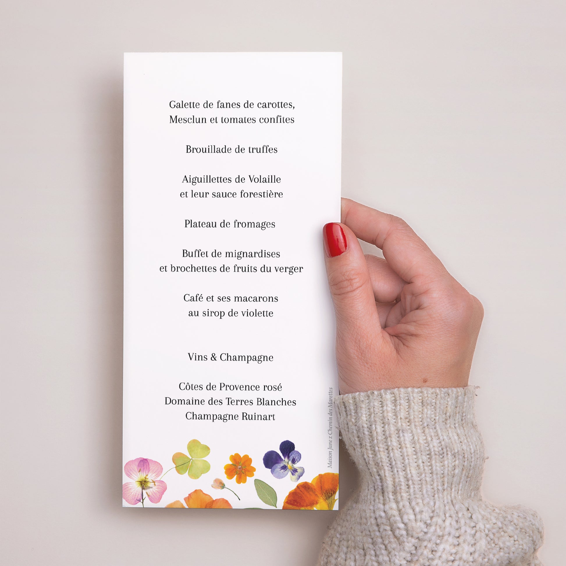 Menu Mariage Panoramique portrait Herbier d’Amour photo N° 3