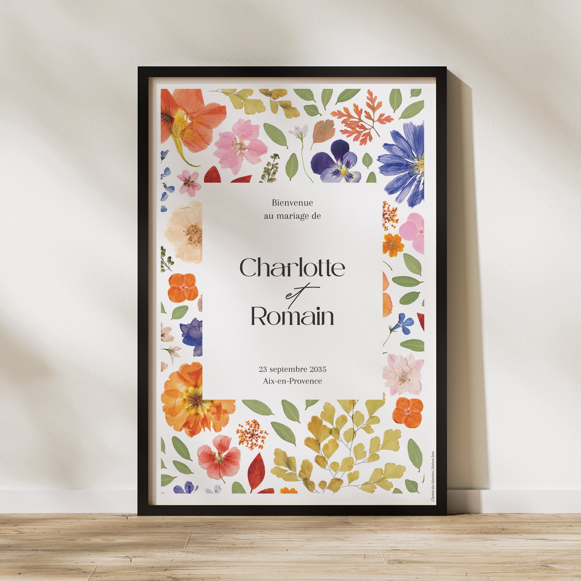 Panneau bienvenue Mariage Portrait 60 x 90 cm Herbier d’Amour photo N° 1