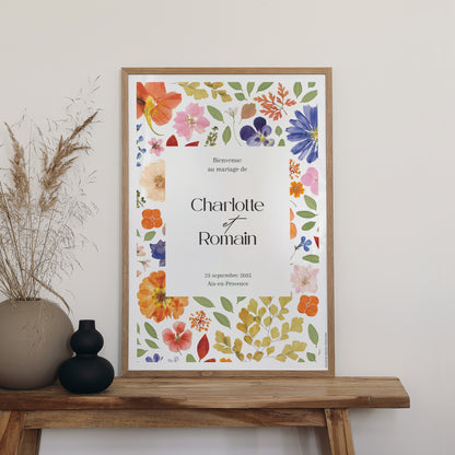 Panneau bienvenue Mariage Portrait 60 x 90 cm Herbier d’Amour photo N° 2