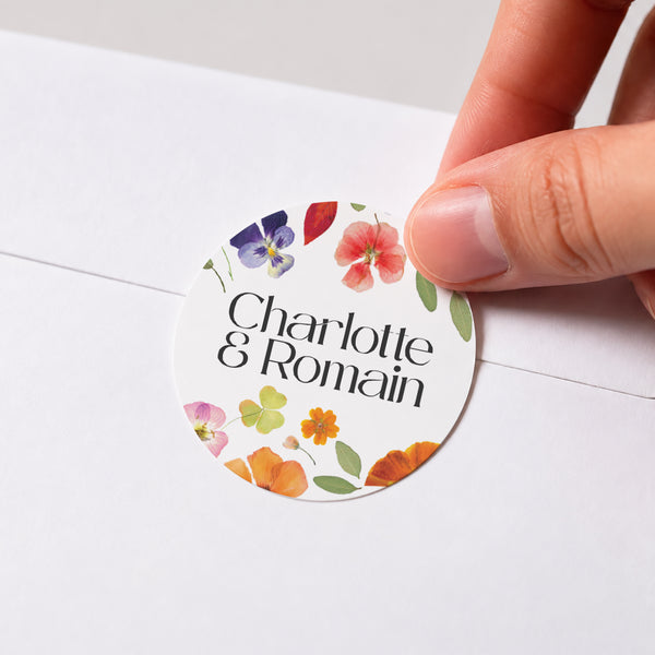 Sticker Mariage Rond Herbier d’Amour photo
