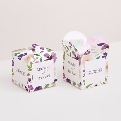 Boîte à dragées Mariage Ouverture papillon Ronde Florale photo N° 2