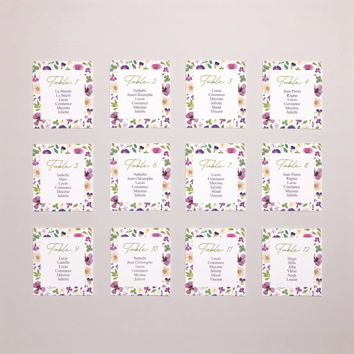 Plan de table Mariage Lot de 12 Ronde Florale photo N° 1