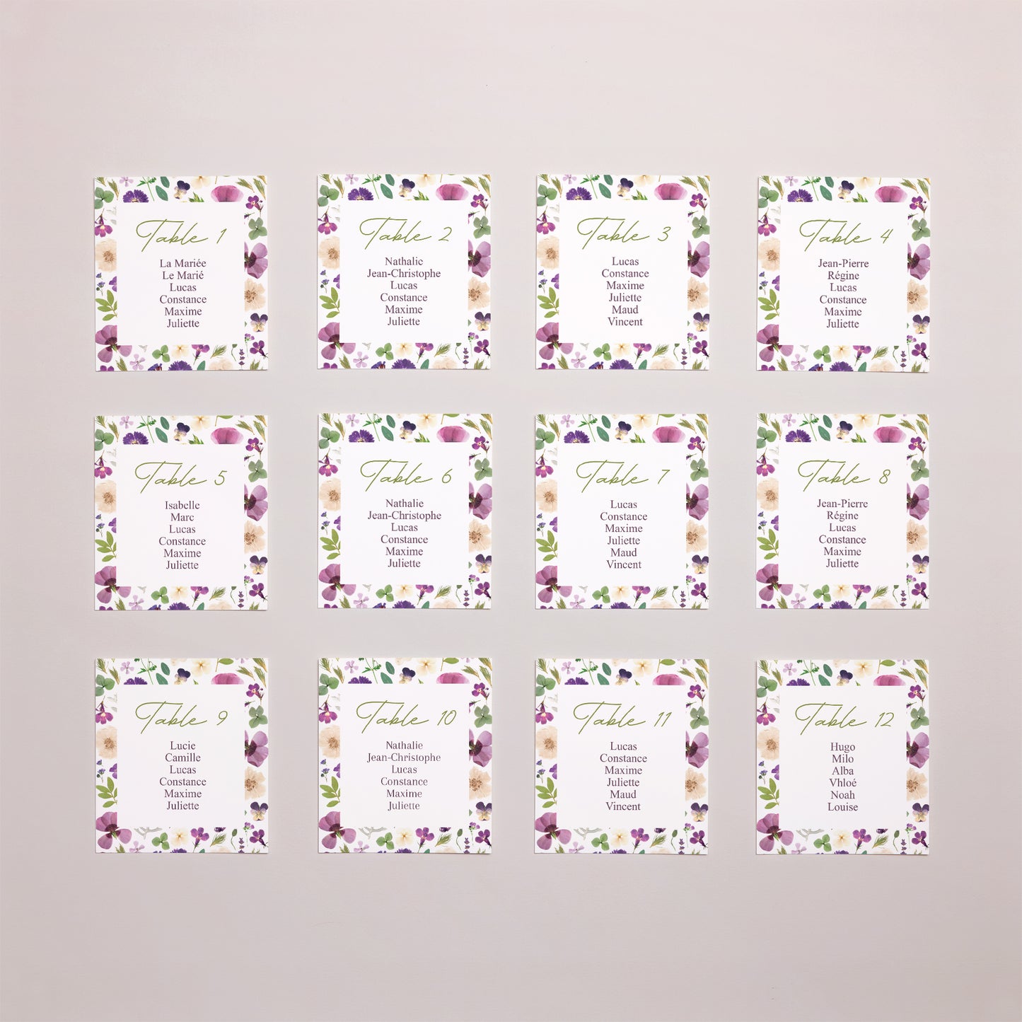 Plan de table Mariage Lot de 12 Ronde Florale photo N° 1
