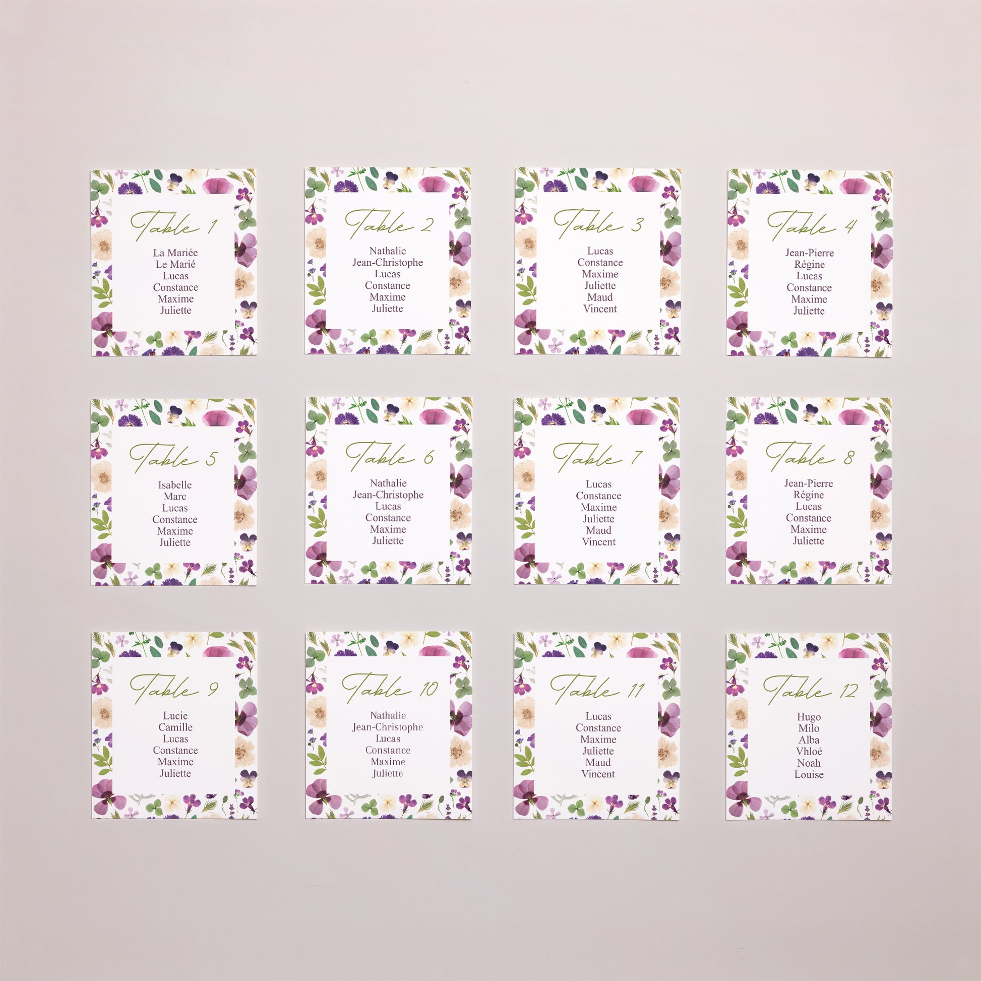 Plan de table Mariage Lot de 12 Ronde Florale photo N° 1