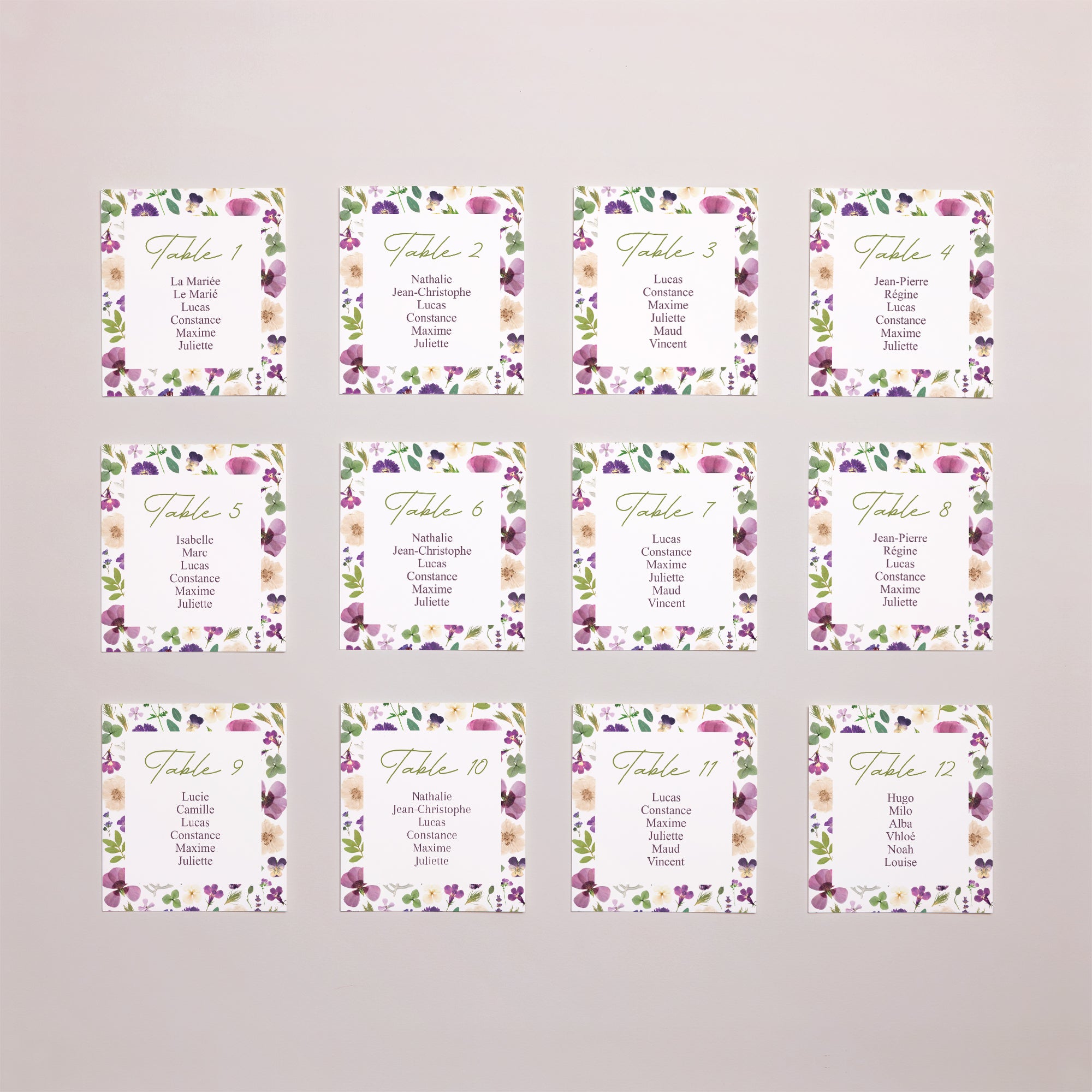 Plan de table Mariage Lot de 12 Ronde Florale photo N° 1