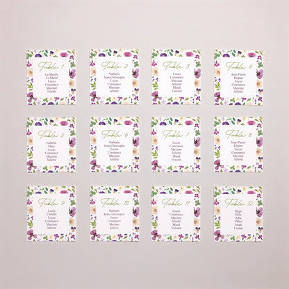 Plan de table Mariage Lot de 12 Ronde Florale photo N° 1