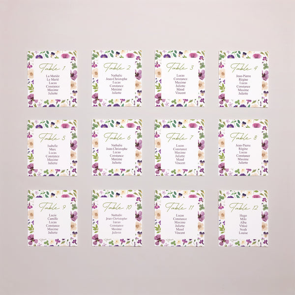 Plan de table Mariage Lot de 12 Ronde Florale photo