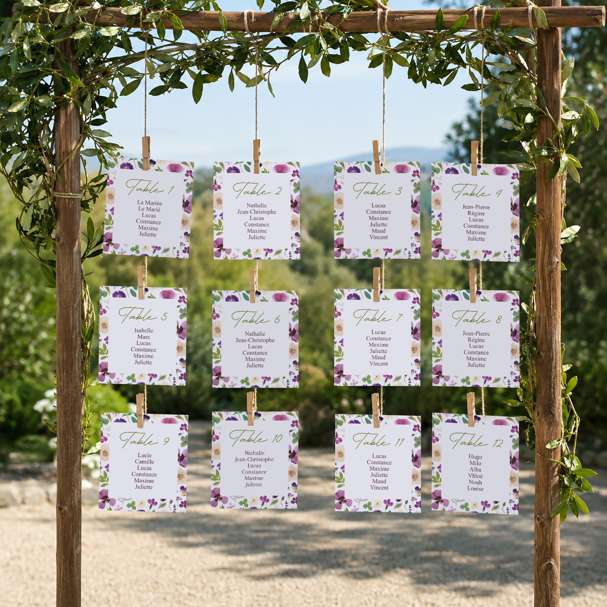 Plan de table Mariage Lot de 12 Ronde Florale photo N° 2