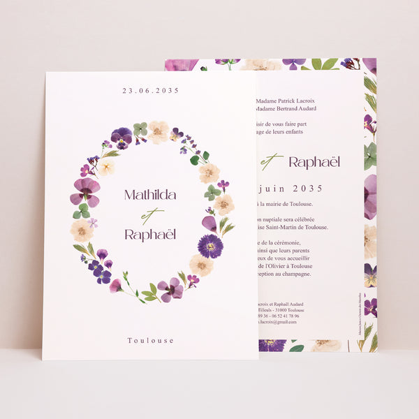 Faire-part Mariage Grand format rectangle Ronde Florale photo