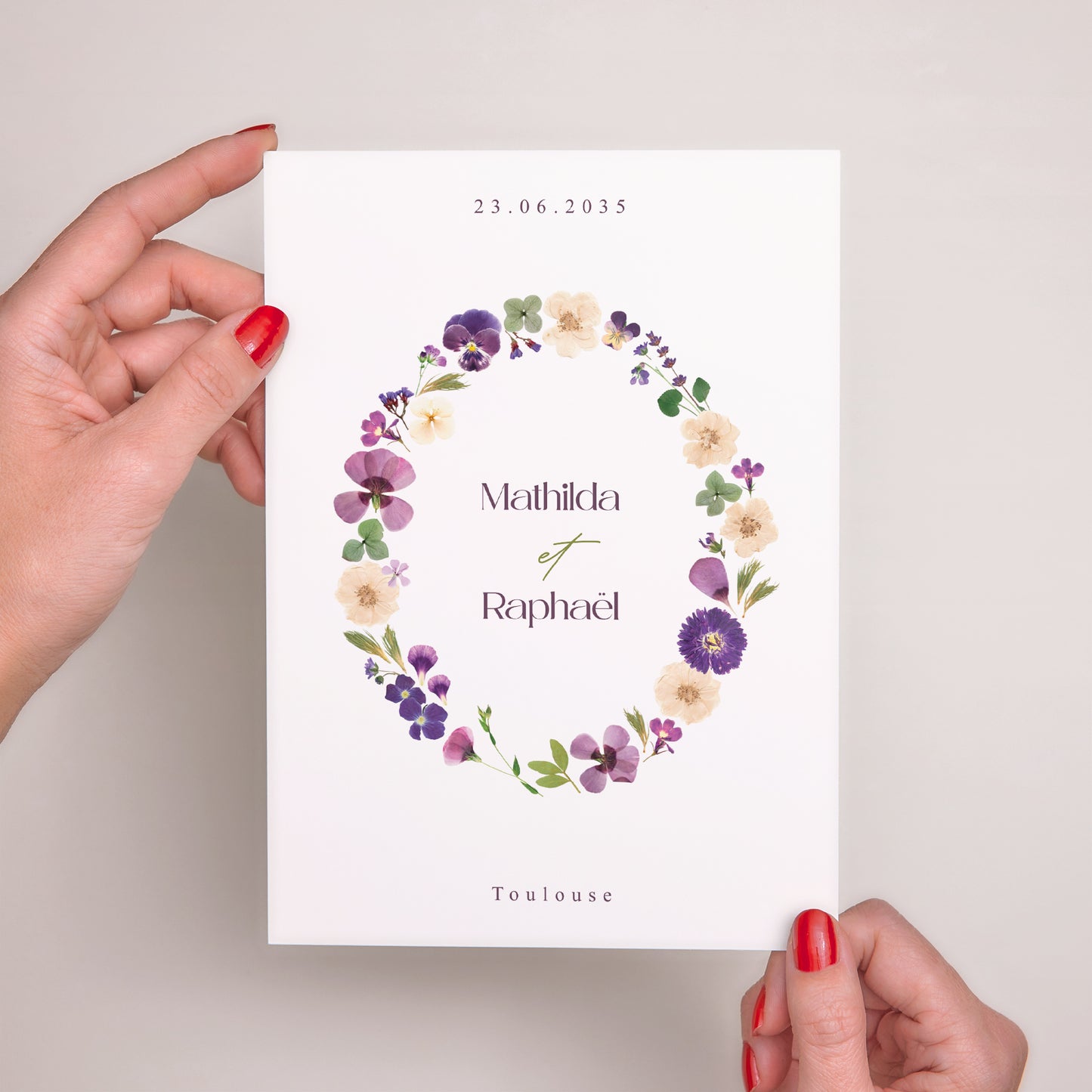 Faire-part Mariage Grand format rectangle Ronde Florale photo N° 2